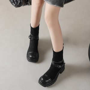 Women's Fashion Ankle Boots with Chunky High Heel - Style a.html