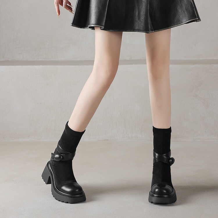 Women's Fashion Ankle Boots with Chunky High Heel - Style a.html - Image 4
