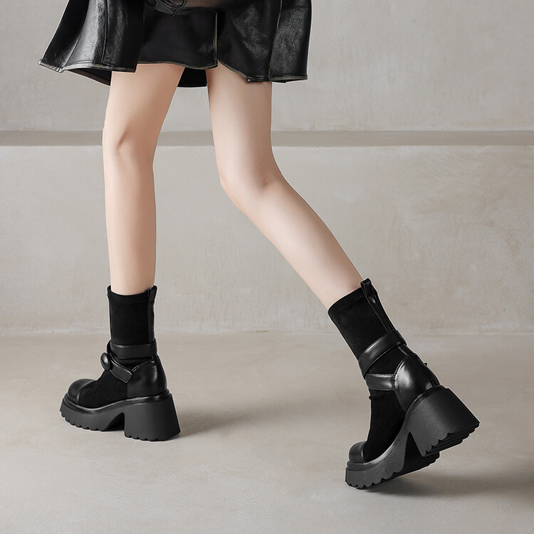 Women's Fashion Ankle Boots with Chunky High Heel - Style a.html - Image 5