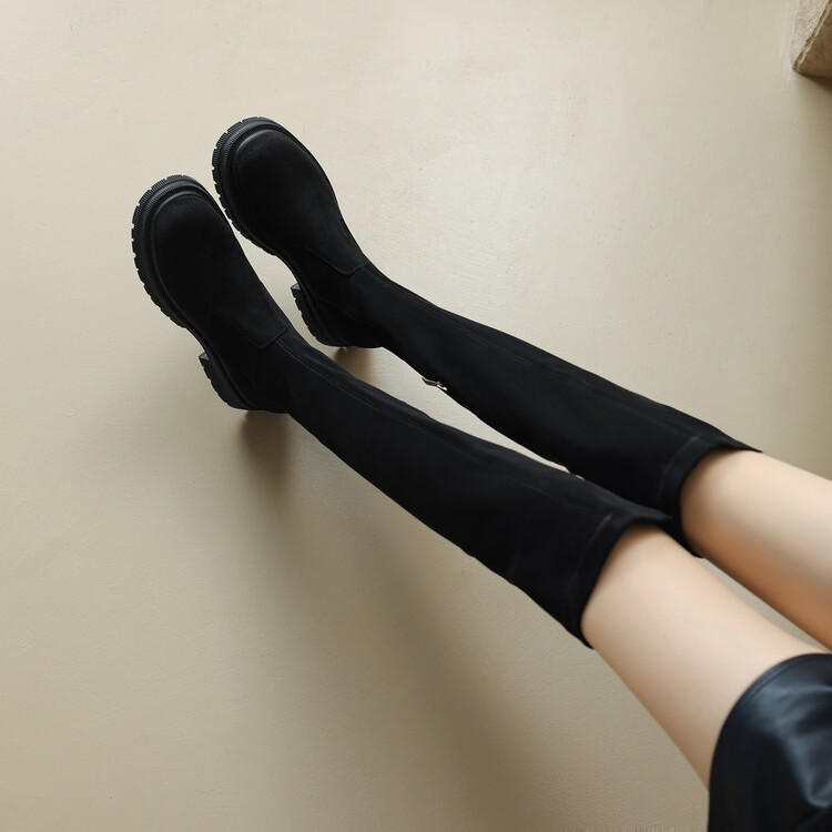 Women's Over-the-Knee Suede Fashion Boots with TPR Sole - Image 2