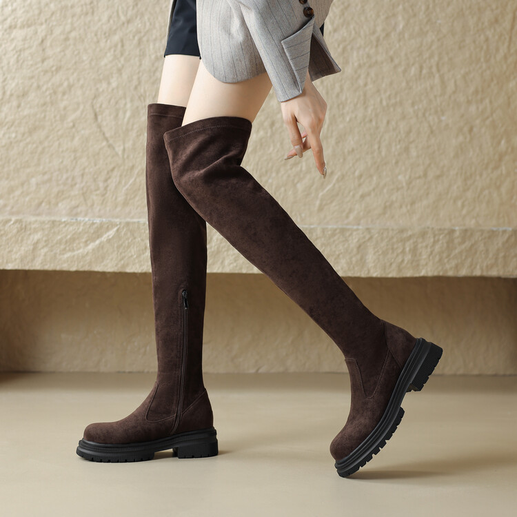 Women's Over-the-Knee Suede Fashion Boots with TPR Sole - Image 4