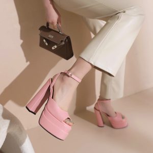 Women's Peep Toe Platform Chunky High Heel Sandals